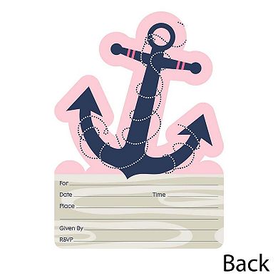 Big Dot Of Happiness Ahoy - Nautical Girl - Shaped Fill-in Invitations With Envelopes - 12 Ct