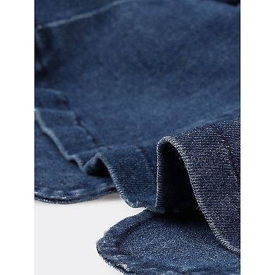Jean Jacket For Women's Notched Lapel One Button Long Sleeve Denim Blazer
