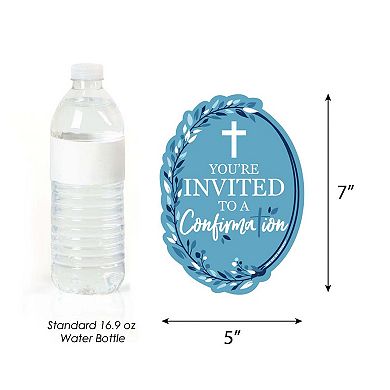 Big Dot Of Happiness Confirmation Blue Elegant Cross Shaped Fill-in Invites & Envelopes 12 Ct