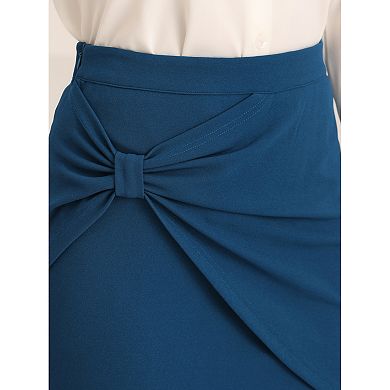 Work Pencil Skirts for Women Ruched High Waist Bodycon Midi Skirt