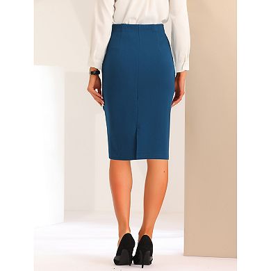 Work Pencil Skirts for Women Ruched High Waist Bodycon Midi Skirt