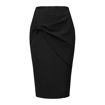 Work Pencil Skirts For Women Ruched High Waist Bodycon Midi Skirt