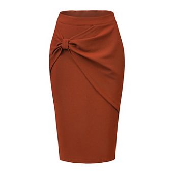 Work Pencil Skirts for Women Ruched High Waist Bodycon Midi Skirt