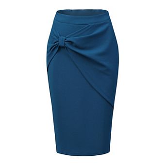 Work Pencil Skirts for Women Ruched High Waist Bodycon Midi Skirt