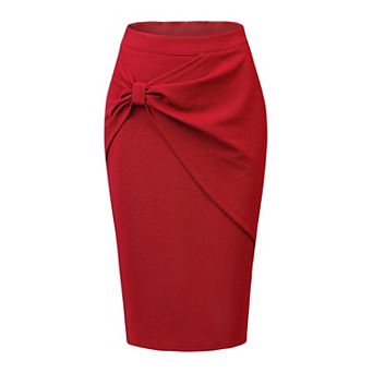 Work Pencil Skirts For Women Ruched High Waist Bodycon Midi Skirt