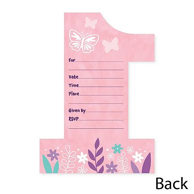 Big Dot Of Happiness 1st Birthday Beautiful Butterfly Shaped Fill-in Invites/envelopes 12 Ct