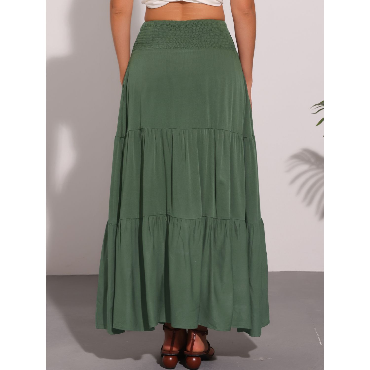Kormei Women's Boho Flowy Maxi Dress - Short Sleeve, Elastic Waist, Tiered Beach Dress - View #8