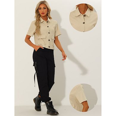 Women Cotton Linen Summer Tops Button Down Shirts Dressy Causal Short Sleeve Gauze Blouses Trendy Boho Clothes Black At Women's Clothing Store