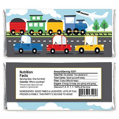 Big Dot Of Happiness Cars, Trains, & Airplanes Candy Bar Wrapper Birthday Party Favors 24 Ct