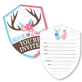 Big Dot Of Happiness Buck Or Doe - Gender Reveal Party - Invitation Cards & Envelopes - 12 ct