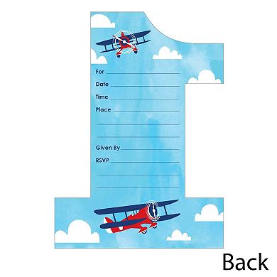 Big Dot Of Happiness 1st Birthday Taking Flight Airplane Shape Fill-in Invite/envelopes 12 Ct