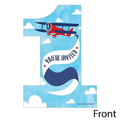 Big Dot Of Happiness 1st Birthday Taking Flight Airplane Shape Fill-in Invite/envelopes 12 Ct