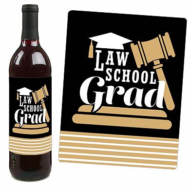 Big Dot Of Happiness Law School Grad - Future Lawyer Party Wine Bottle Label Stickers 4 Ct