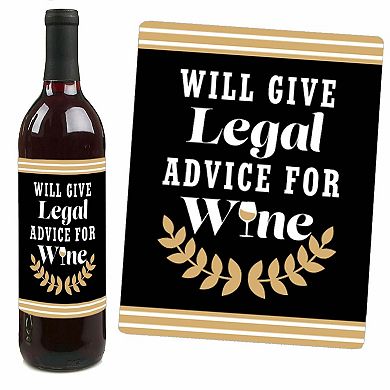 Big Dot Of Happiness Law School Grad - Future Lawyer Party Wine Bottle Label Stickers 4 Ct