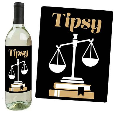Big Dot Of Happiness Law School Grad - Future Lawyer Party Wine Bottle Label Stickers 4 Ct