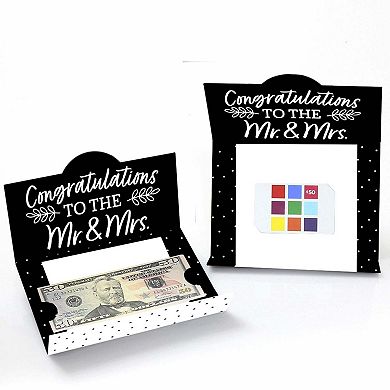 Big Dot Of Happiness Mr. & Mrs. - Black & White Wedding Money & Gift Card Holders - Set Of 8