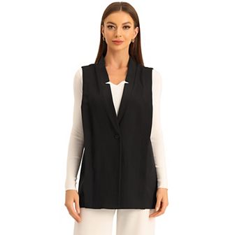 Casual Blazer Vest For Women's Sleeveless Open Front Lapel Collar Cardigan Vests