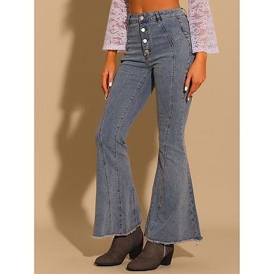 Women's Bell Bottom Jeans High Rised Stretchy Retro Flared Denim Pants