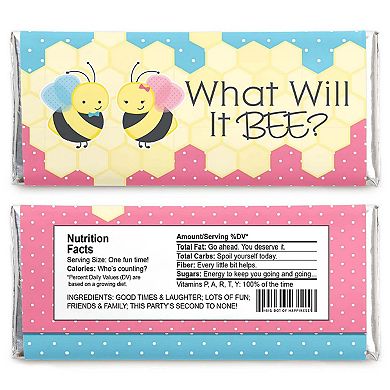 Big Dot Of Happiness What Will It Bee - Candy Bar Wrapper Gender Reveal Favors - Set Of 24