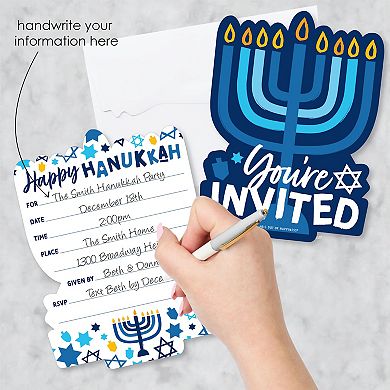 Big Dot Of Happiness Hanukkah Menorah Holiday Party Invitation Cards With Envelopes 12 Ct