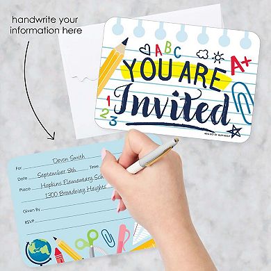 Big Dot Of Happiness Back To School - Shaped Fill-in Invitations With Envelopes - 12 Ct