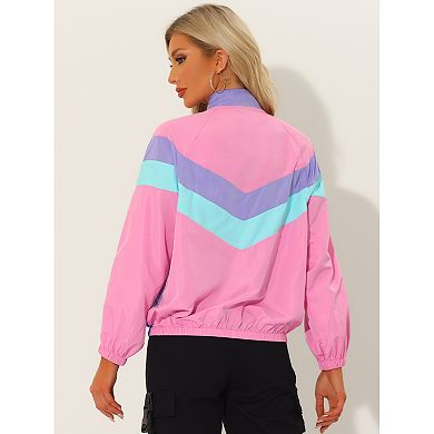 Loose Stand Collar Long Sleeve Color Block Fashion Regular Jacket