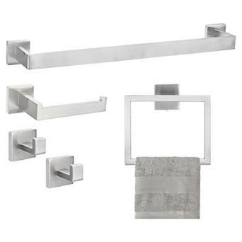 Bathroom Hardware Set, Stainless Steel Towel Bar Set, Toilet Paper Holder, Towel Hook Wall Mount