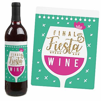 Big Dot Of Happiness Final Fiesta - Last Fiesta Party Decor - Wine Bottle Label Stickers 4 Ct