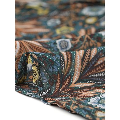 Boho Long Skirt For Women's Smocked Tie Waist Chiffon Tropical Floral Maxi Skirts