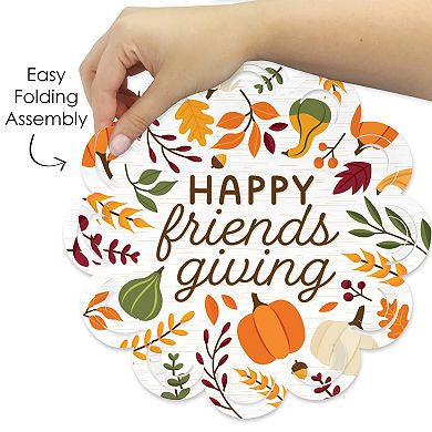 Big Dot Of Happiness Fall Friends Thanksgiving - Round Table Paper Chargers - Place Setting For 12