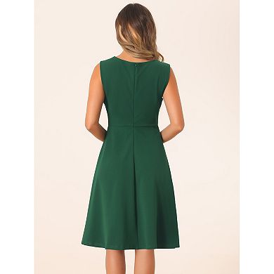 Women's Sleeveless Sheath Dress Costume Boat Neck Casual Office Dresses