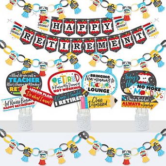 Big Dot Of Happiness Teacher Retirement - Party Supplies Kit - Doterrific Bundle