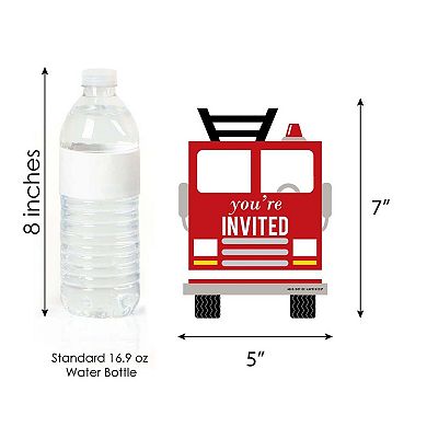 Big Dot Of Happiness Fired Up Fire Truck - Shaped Fill-in Invitations With Envelopes - 12 Ct