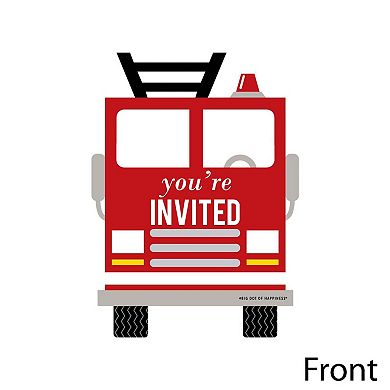 Big Dot Of Happiness Fired Up Fire Truck - Shaped Fill-in Invitations With Envelopes - 12 Ct