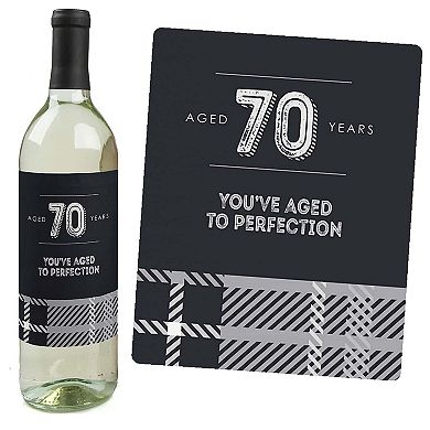 Big Dot Of Happiness 70th Milestone Birthday - Birthday Gift Wine Bottle Label Stickers 4 Ct