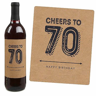 Big Dot Of Happiness 70th Milestone Birthday - Birthday Gift Wine Bottle Label Stickers 4 Ct