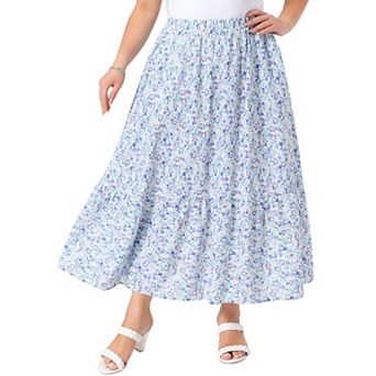 Women's Plus Size Maxi Skirts A Line With Pocket Stretchy Waist Layered Summer