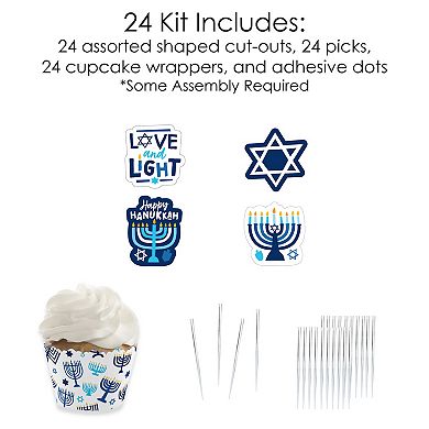 Big Dot Of Happiness Hanukkah Menorah Holiday Party Cupcake Wrappers & Treat Picks Kit 24 Ct