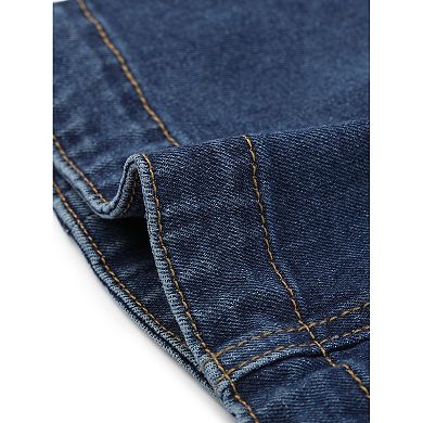 Casual Denim Jacket For Women's Turndown Collar Short Sleeves Crop Jean Jackets