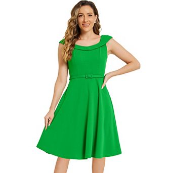 Vintage Dress For Women's 1950s Retro Scoop Neck Fromal Cocktail Swing Dresses