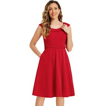 Vintage Dress For Women's 1950s Retro Scoop Neck Fromal Cocktail Swing Dresses