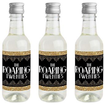 Big Dot Of Happiness Roaring 20's - Mini Wine Bottle Label Stickers - 1920s Party Favor 16 ct