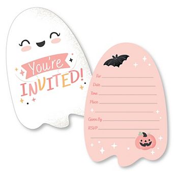 Big Dot Of Happiness Pastel Halloween - Shaped Fill-in Invitations With Envelopes - Set Of 12
