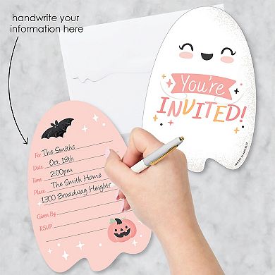 Big Dot Of Happiness Pastel Halloween - Shaped Fill-in Invitations With Envelopes - Set Of 12