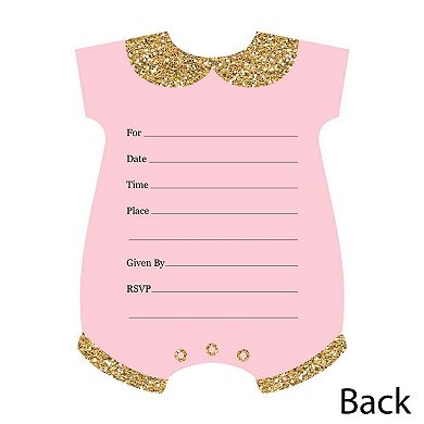 Big Dot Of Happiness Hello Little One - Pink & Gold Shaped Fill-in Invites & Envelopes 12 Ct
