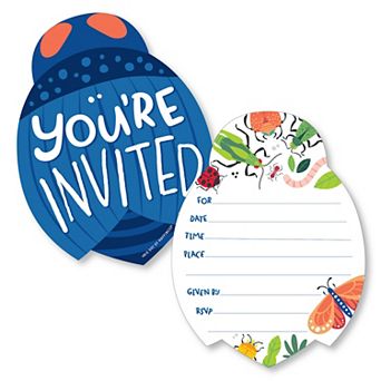 Big Dot Of Happiness Buggin' Out Shaped Fill-in Invitation Cards With Envelopes 12 ct