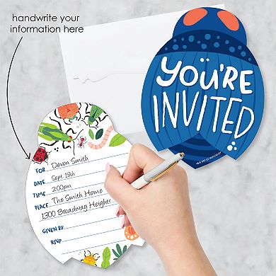 Big Dot Of Happiness Buggin' Out Shaped Fill-in Invitation Cards With Envelopes 12 Ct