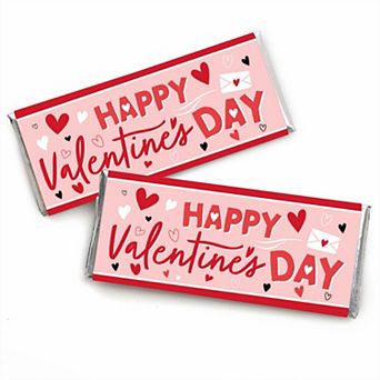 Big Dot Of Happiness Happy Valentine's Day - Candy Bar Wrapper Valentine Party Favors - 24 ct