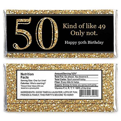 Big Dot Of Happiness Adult 50th Birthday Gold Candy Bar Wrappers Birthday Party Favors 24 Ct