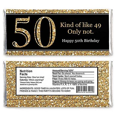 Big Dot Of Happiness Adult 50th Birthday Gold Candy Bar Wrappers Birthday Party Favors 24 Ct